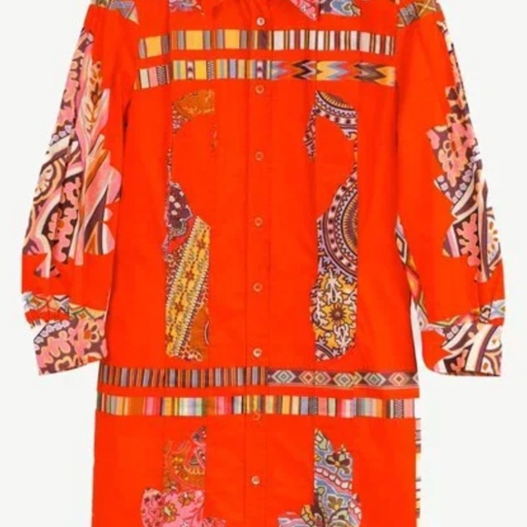 ETRO - Orange 100% Cotton Button up Long Sleeve Shirt Dress, Size IT42 - Picture 1 of 6
